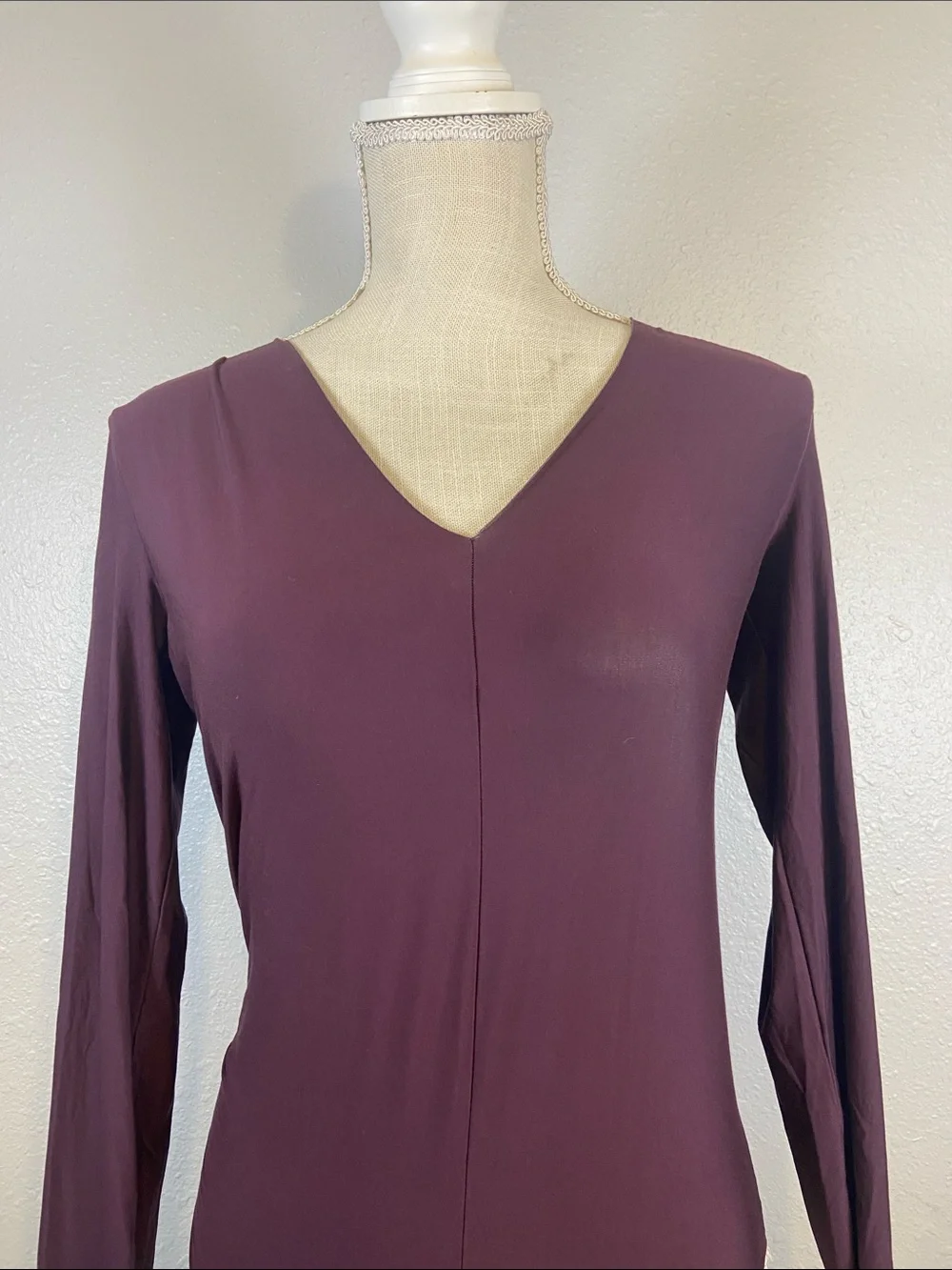 Commando Purple Butter Ballet Center Seam Long Sleeve V-Neck Bodysuit Size Med